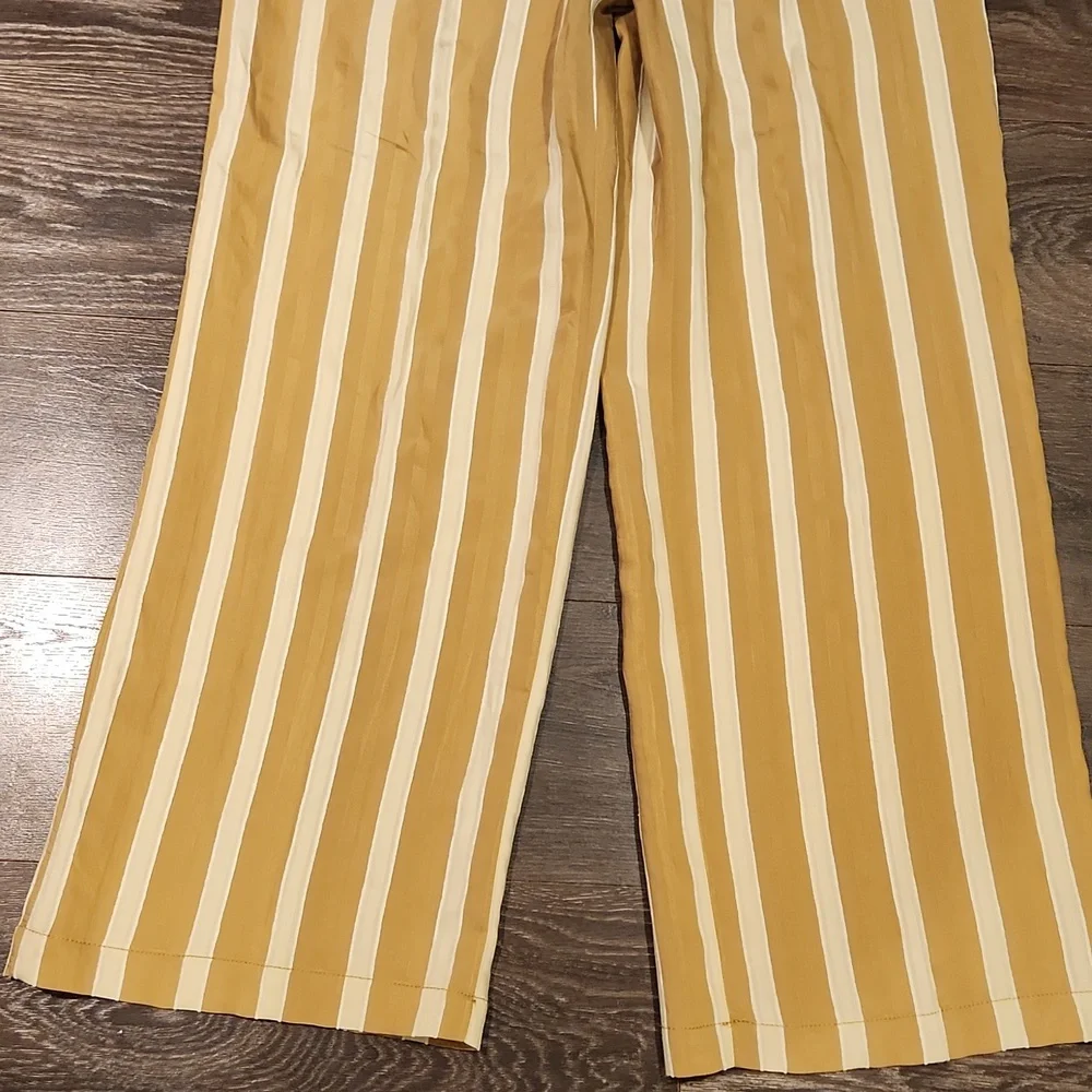 Zara Tan and Cream Striped Wide Leg Pants - Picture 6 of 14